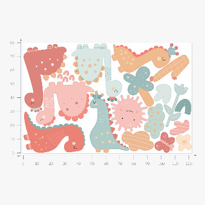 Falmatrica 80x122 A dinoszauruszok pasztell világa bohó stílusban