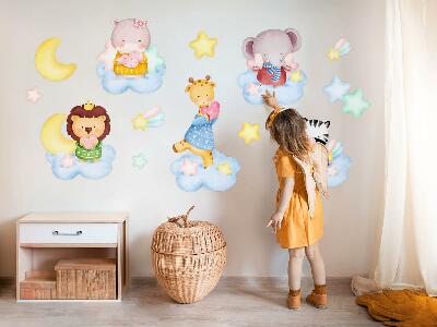 Falmatrica 80x122 Imádnivaló állatok a felhőkben és a csillagok akvarell pasztellben