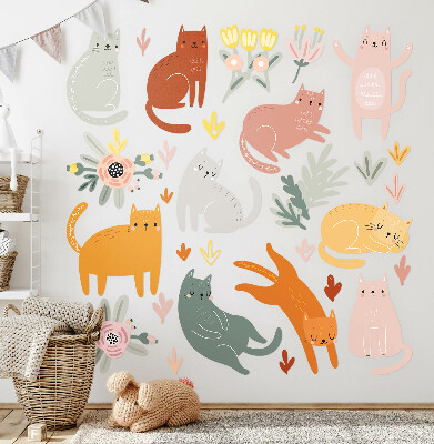 Falmatrica 80x141 Pasztell macskák és növények boho stílusban