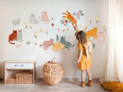 Falmatrica 80x141 Pasztell macskák és növények boho stílusban