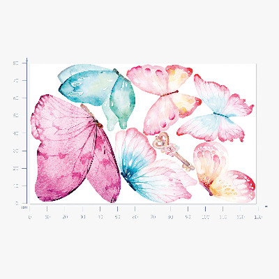 Falmatrica 80x129 Kulcs pasztell pillangókkal, akvarell stílusban
