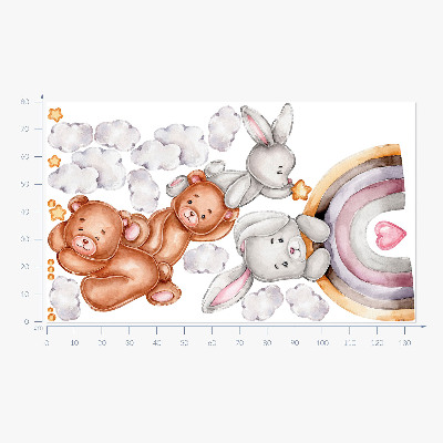 Falmatrica 80x134 Pasztell mackók és nyuszik akvarell színben