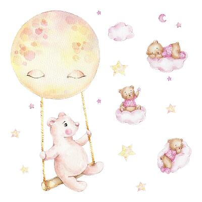 Falmatrica 80x113 Teddy mackók az égen pasztell akvarellben