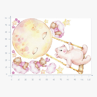 Falmatrica 80x113 Teddy mackók az égen pasztell akvarellben