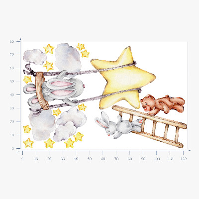 Falmatrica 80x123 Pasztell akvarell állatok és felhők