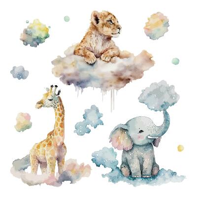 Falmatrica 80x127 Szafari festett vadállatokkal a felhőkben