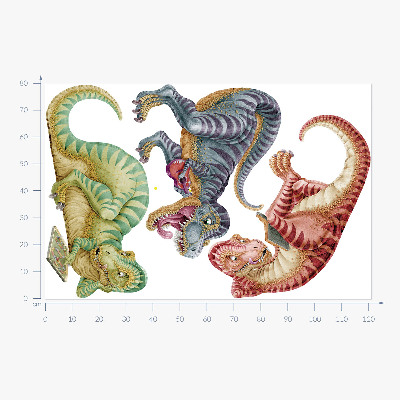 Falmatrica 80x121 Színes dinoszauruszok rajzfilm pasztell stílusban