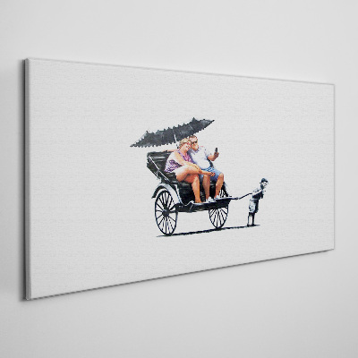 Vászonkép Rickshaw banksy fehér