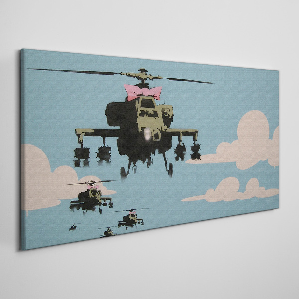Vászonkép Helikopterek rózsaszín íjakban