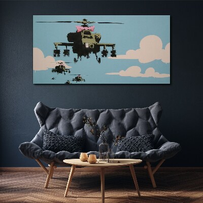 Vászonkép Helikopterek rózsaszín íjakban