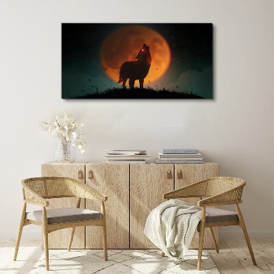 Vászonkép Állat farkas hold ég