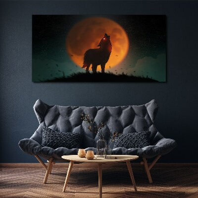 Vászonkép Állat farkas hold ég