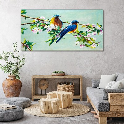 Vászonkép A virágok ágai madarak