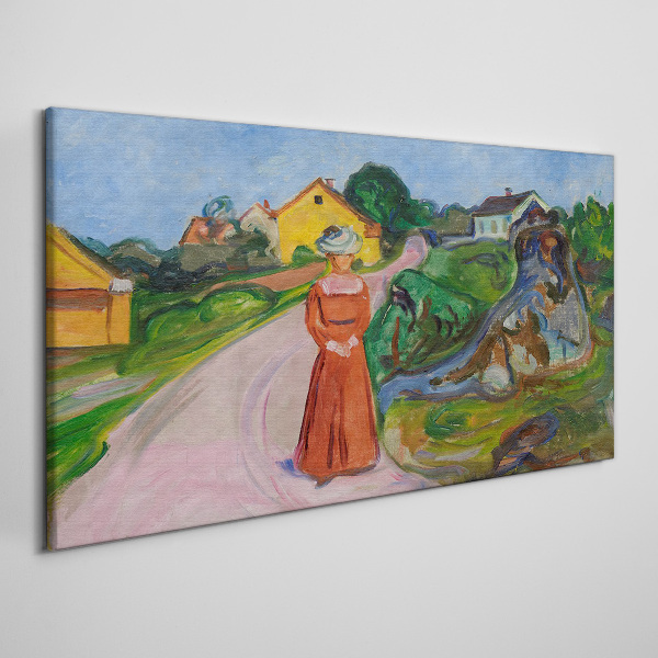 Vászonkép Munch vörös ruhás nő