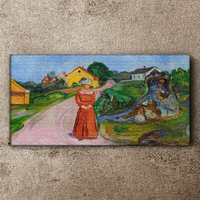 Vászonkép Munch vörös ruhás nő