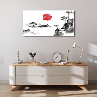 Vászonkép Japán táj piros labdával
