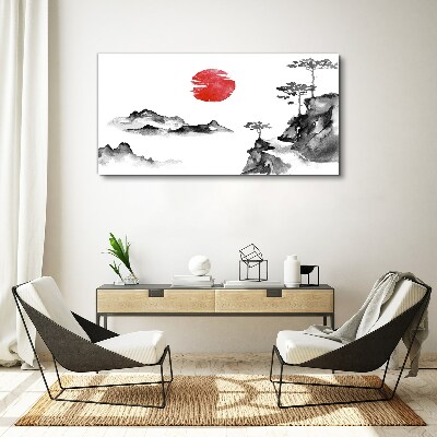 Vászonkép Japán táj piros labdával