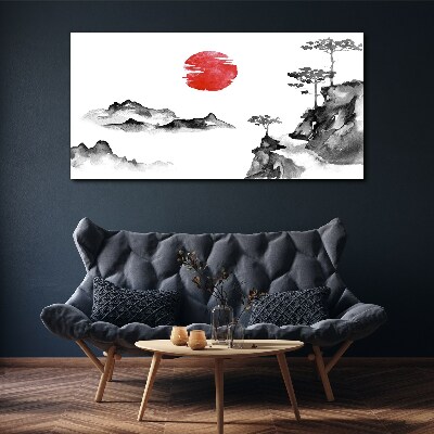 Vászonkép Japán táj piros labdával