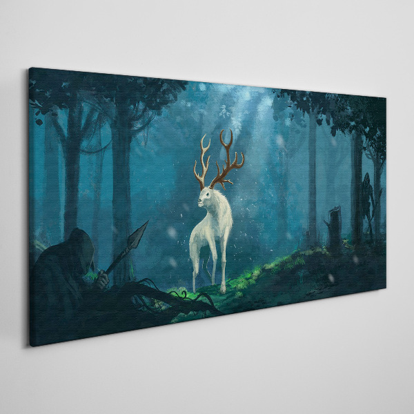 Vászonkép Fantasy vadászok erdei állatok