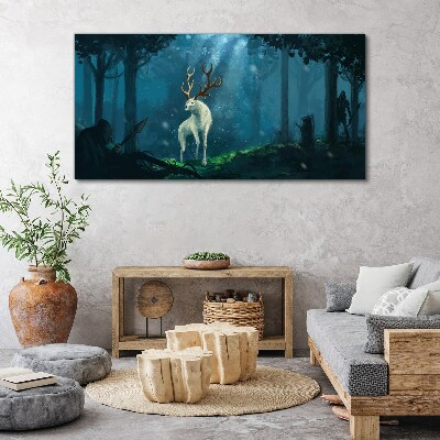 Vászonkép Fantasy vadászok erdei állatok