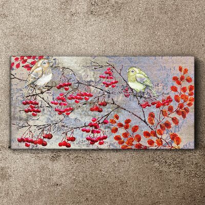 Vászonkép Ágak gyümölcs levelek madarakat