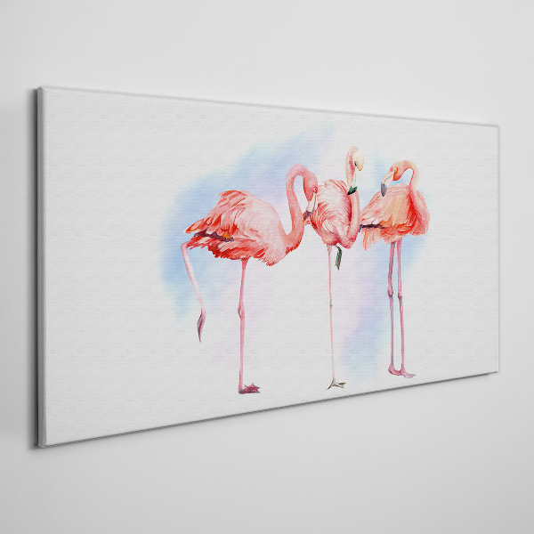Vászonkép Rózsaszín flamingók pasztell alapon