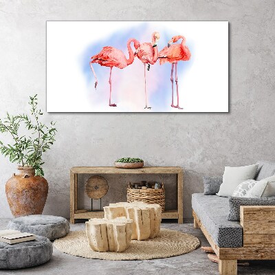 Vászonkép Rózsaszín flamingók pasztell alapon