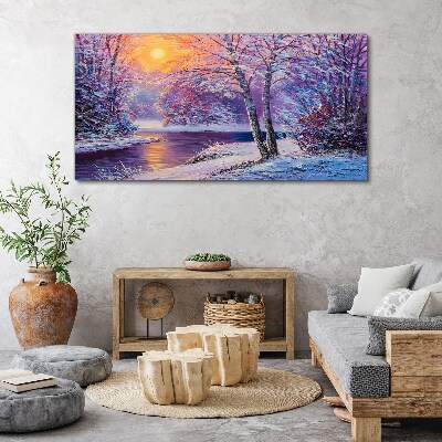 Vászonkép Tél Les Les River Sunset