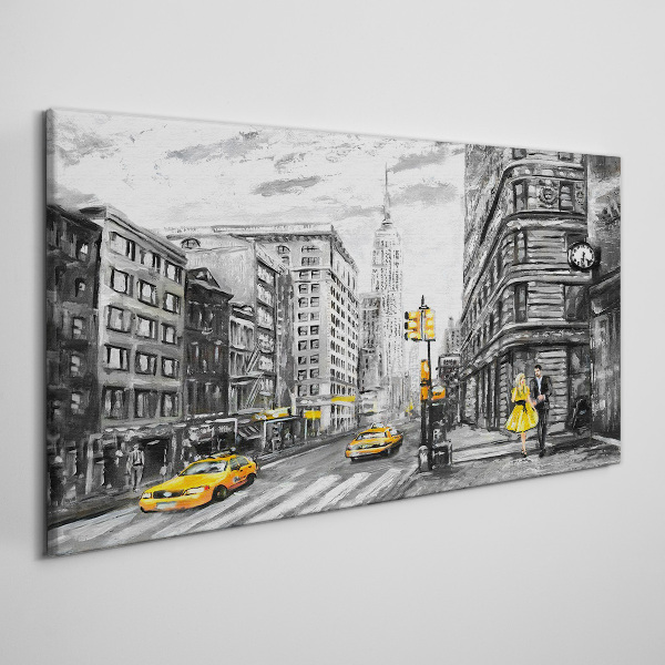 Vászonkép New York utca sárga taxikban