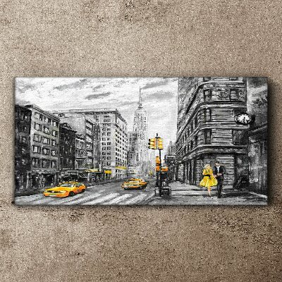Vászonkép New York utca sárga taxikban