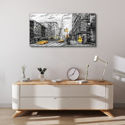 Vászonkép New York utca sárga taxikban