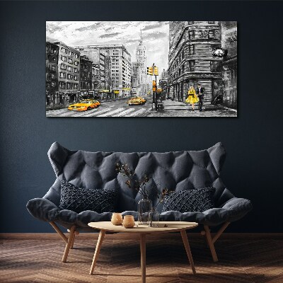 Vászonkép New York utca sárga taxikban