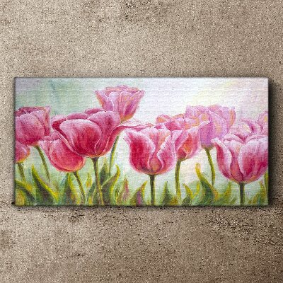Vászonkép Rózsaszín tulipán tavaszi ragyogásban