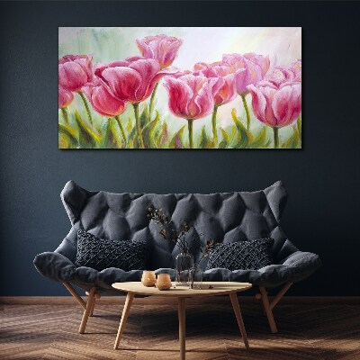Vászonkép Rózsaszín tulipán tavaszi ragyogásban