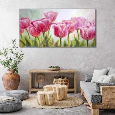 Vászonkép Rózsaszín tulipán tavaszi ragyogásban