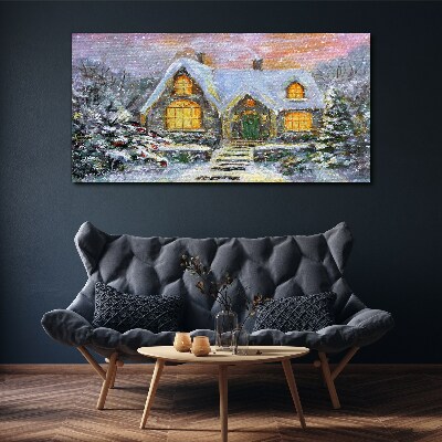 Vászonkép Téli ház hó