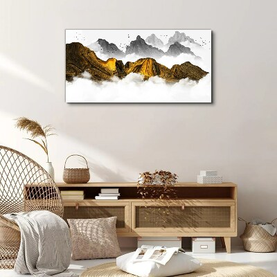 Vászonkép Absztrakt hegyi köd madarak