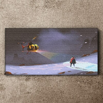 Vászonkép Hó helikopter hegyek