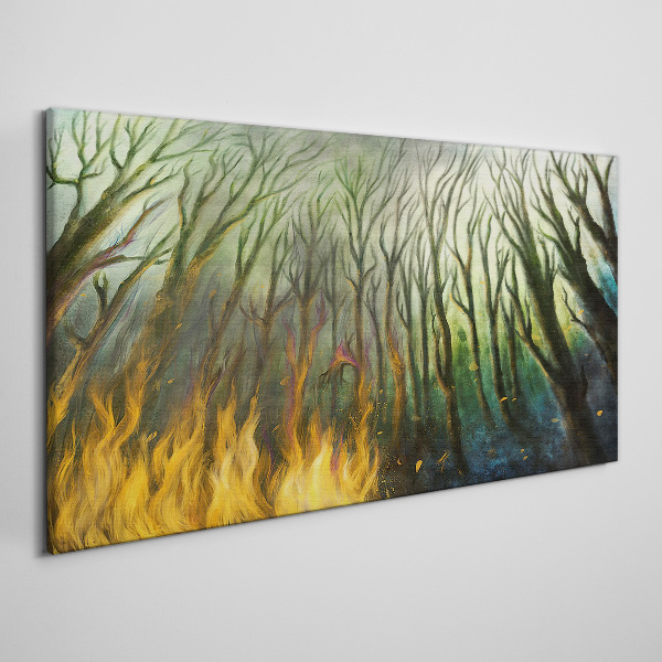 Vászonkép Festék erdő fa tűz