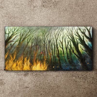 Vászonkép Festék erdő fa tűz