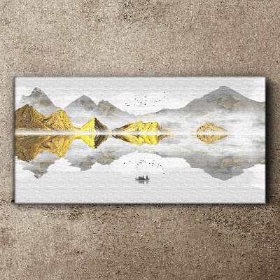 Vászonkép Absztrakciós tó hegyei