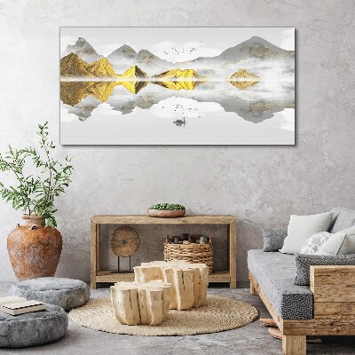 Vászonkép Absztrakciós tó hegyei