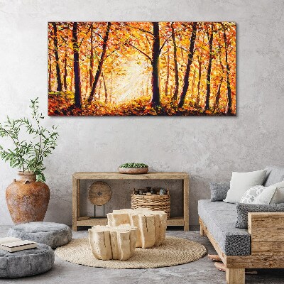 Vászonkép Őszi erdő levelek