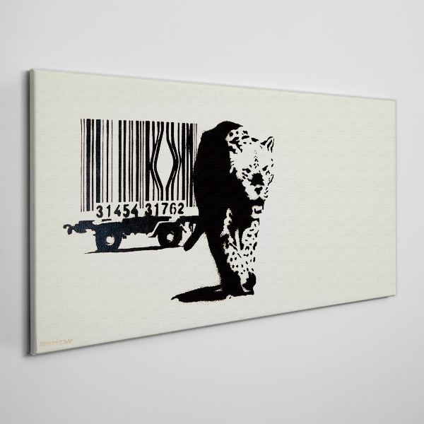 Vászonkép Banksy leopárd vonalkód