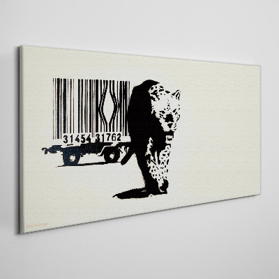 Vászonkép Banksy leopárd vonalkód
