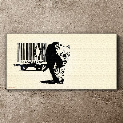 Vászonkép Banksy leopárd vonalkód