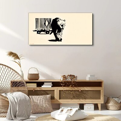 Vászonkép Banksy leopárd vonalkód