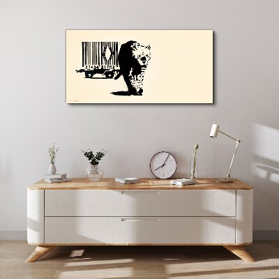 Vászonkép Banksy leopárd vonalkód