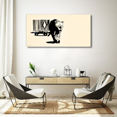 Vászonkép Banksy leopárd vonalkód