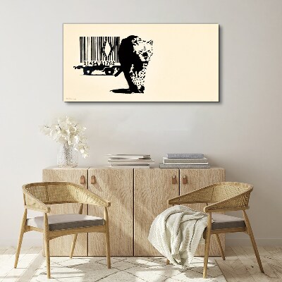 Vászonkép Banksy leopárd vonalkód